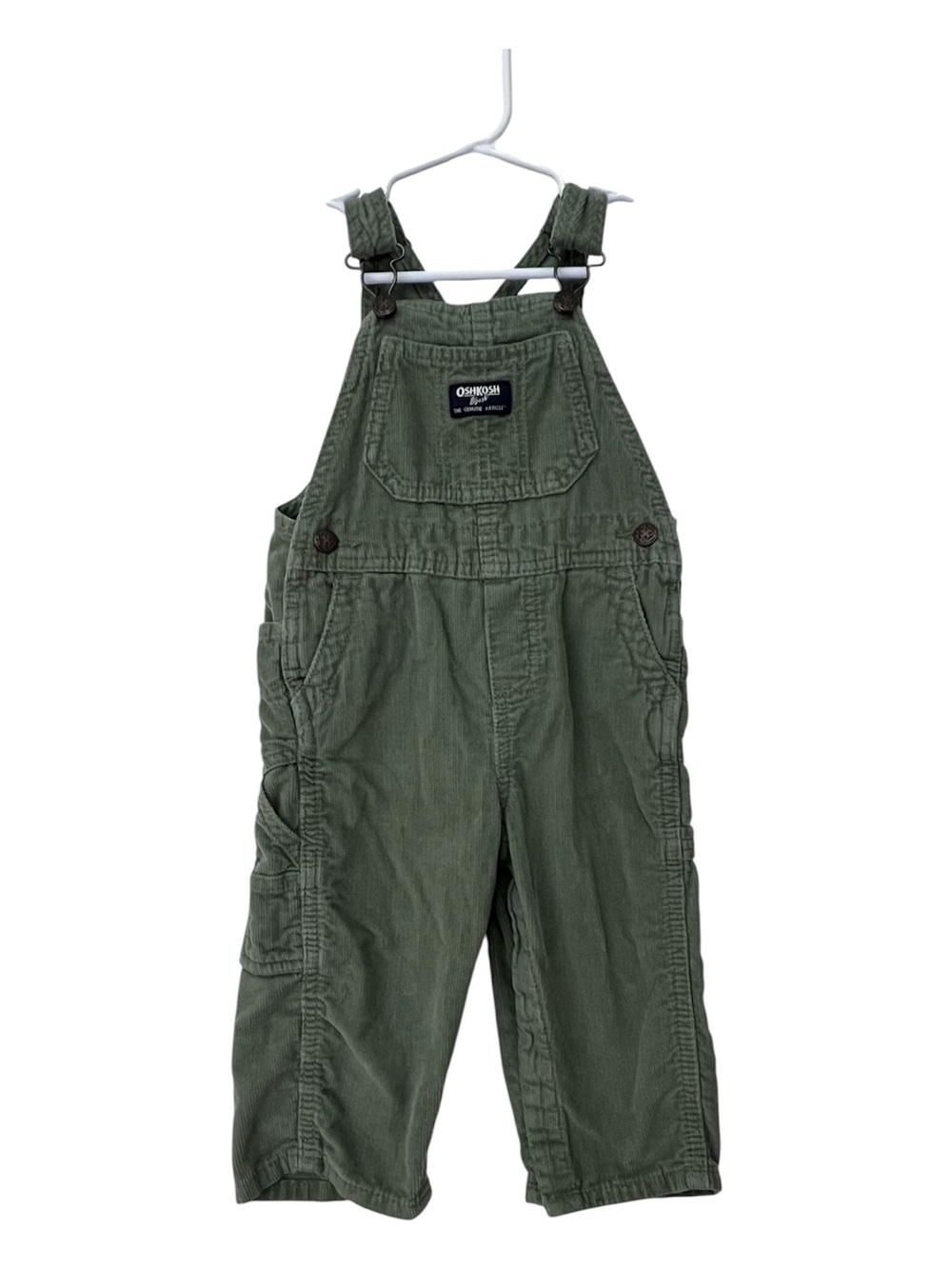 OshKosh B'gosh Olive Green Corduroy Toddler Adjustable Overalls Size 18 Months